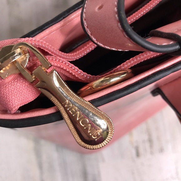 pink leather double handle satchel - Picture 6 of 10